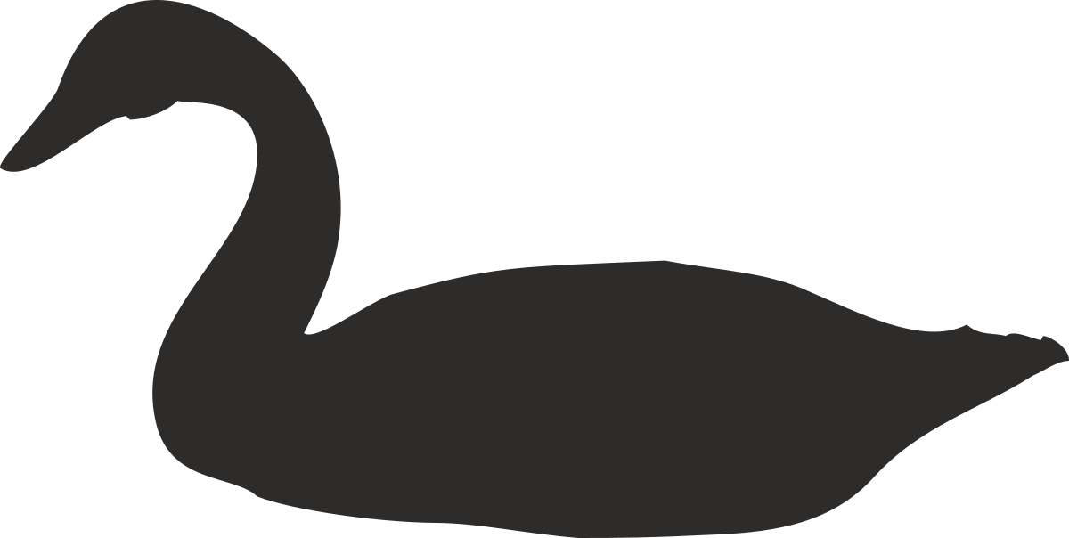Black Swan Silhouette on White Background - Elegant Clipart for Various Uses