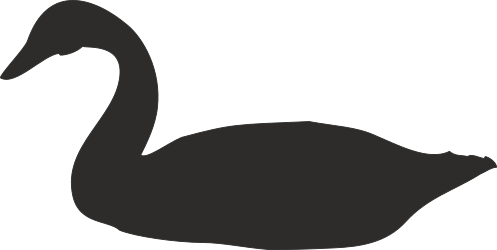 Black Swan Silhouette on White Background - Elegant Clipart for Various Uses