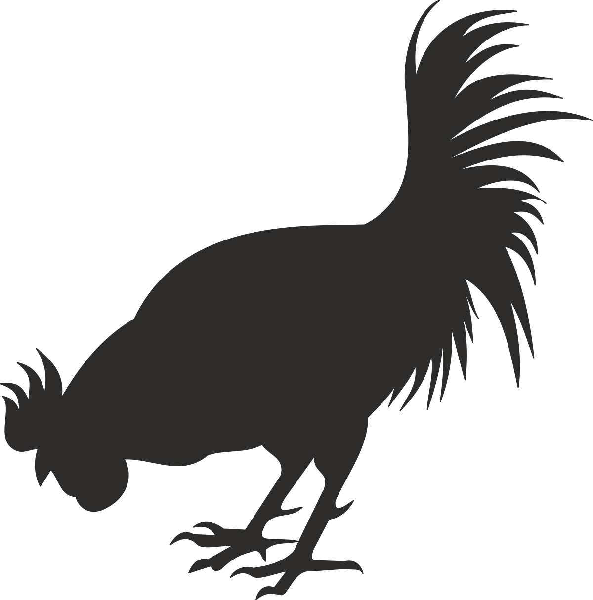 Black and White Rooster Silhouette on Dark Background - Stunning Clipart Design