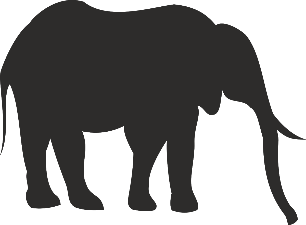 Elephant Silhouette Clipart on Black Background - Perfect for Your Projects