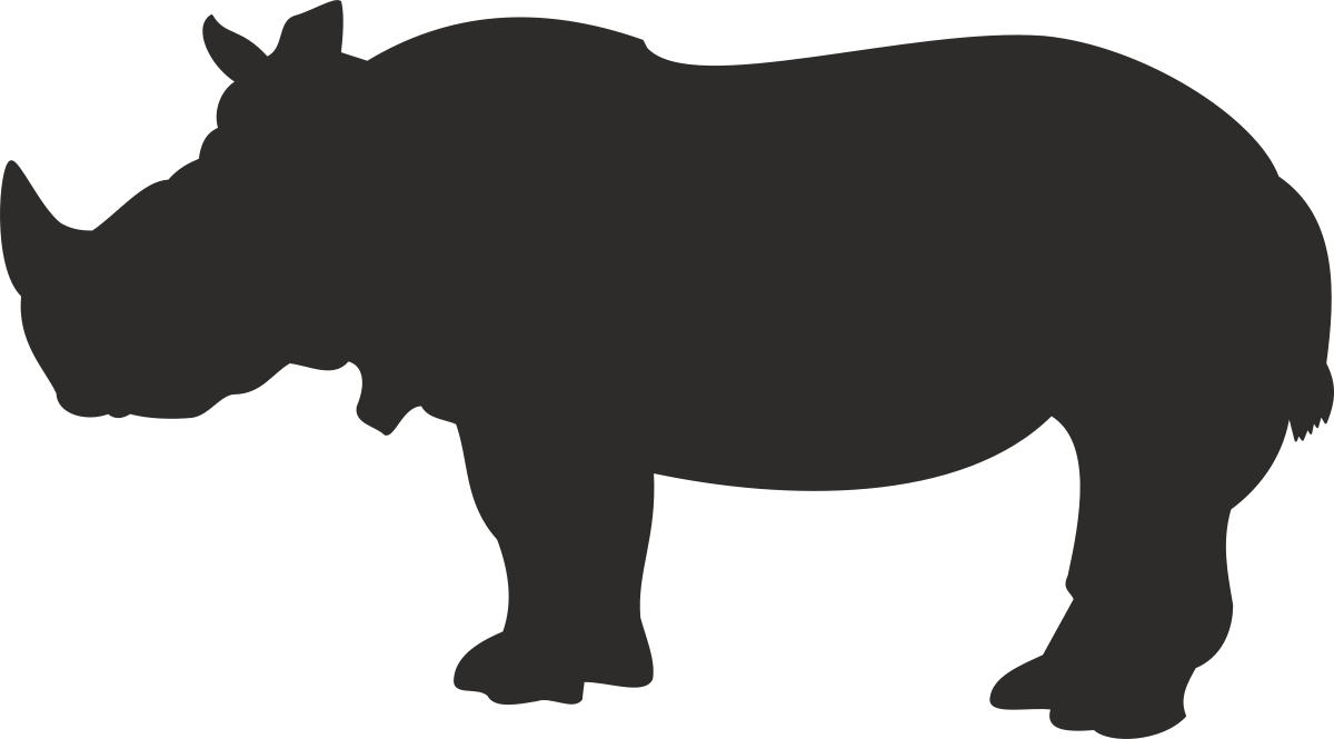 Rhino Silhouette Clipart on Black Background - Stunning Graphic for Your Projects