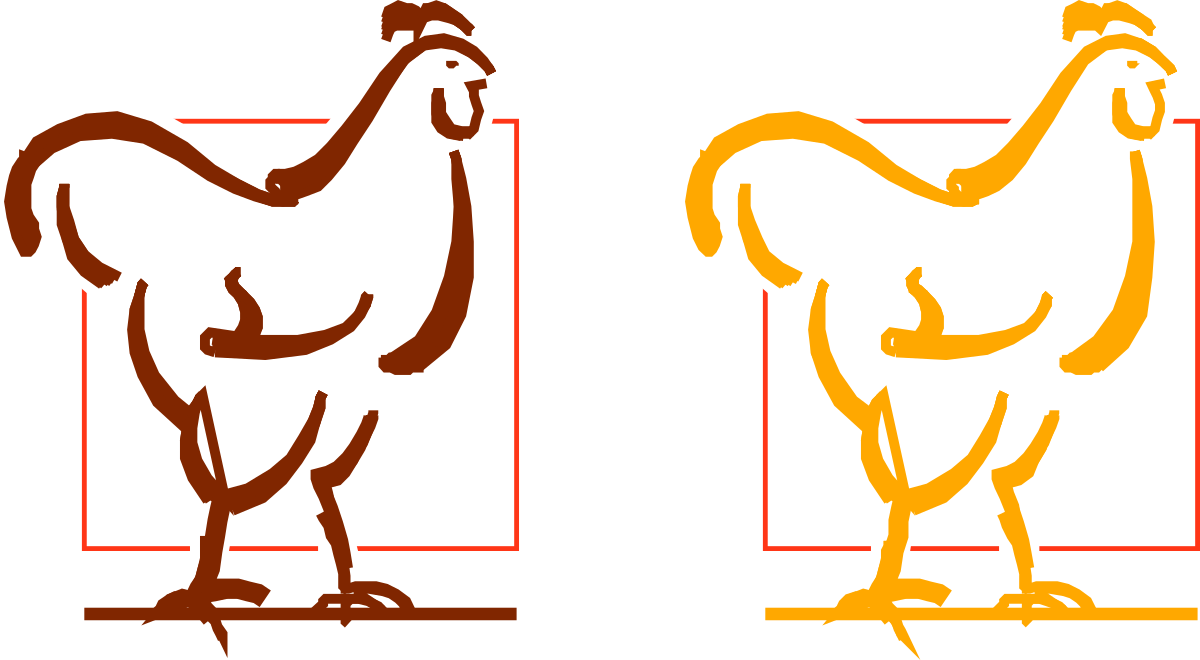 Chicken Clipart: Square Scene with a Unique Chicken Duo