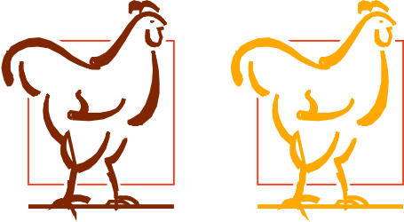 Chicken Clipart: Square Scene with a Unique Chicken Duo
