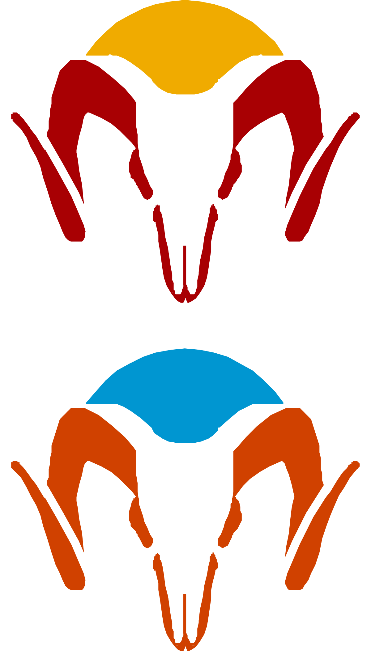 Goats Clipart: Colorful Three Goats Facing Each Other