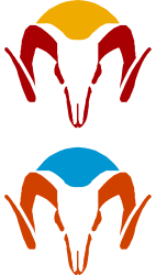 Goats Clipart: Colorful Three Goats Facing Each Other