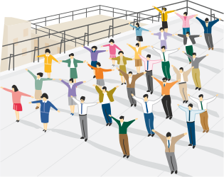 Dancing People in a Dance Studio Clipart - Energetic Group Performance