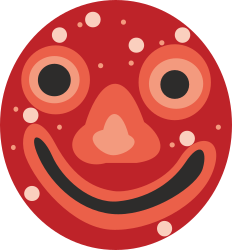 Red Smiley Face Clipart with Black Spots for Fun Designs