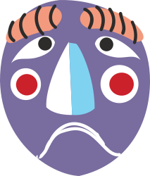 Purple Face Clipart with Red Eyes and Blue Nose