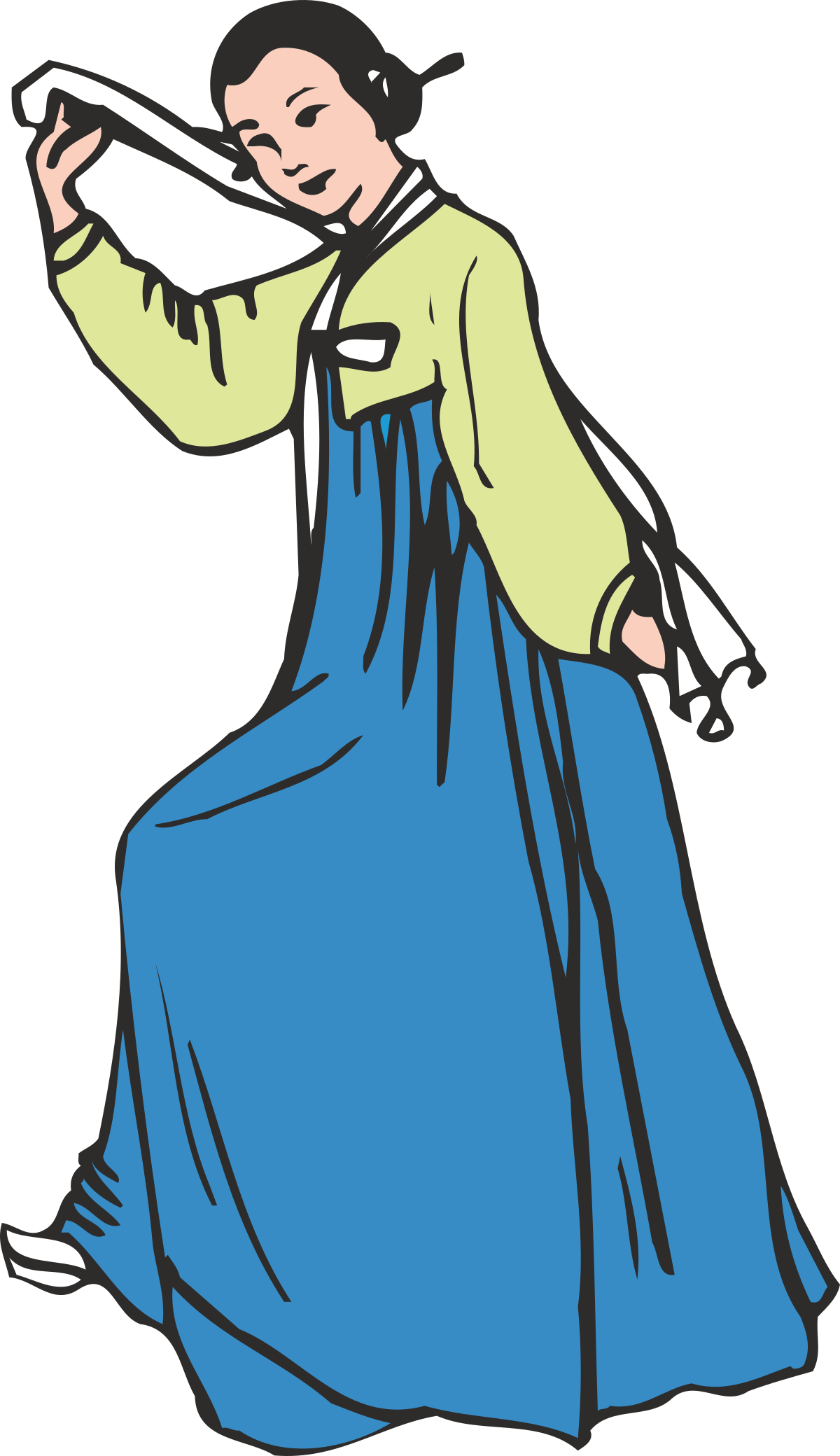 a woman in a blue dress holding a book clip art png transparent Woman in Blue Dress Holding Book - Charming Clipart for Every Occasion