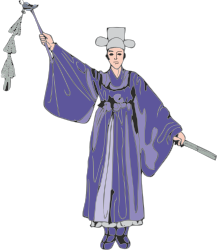 Woman in Purple Robe Holding Fish Clipart
