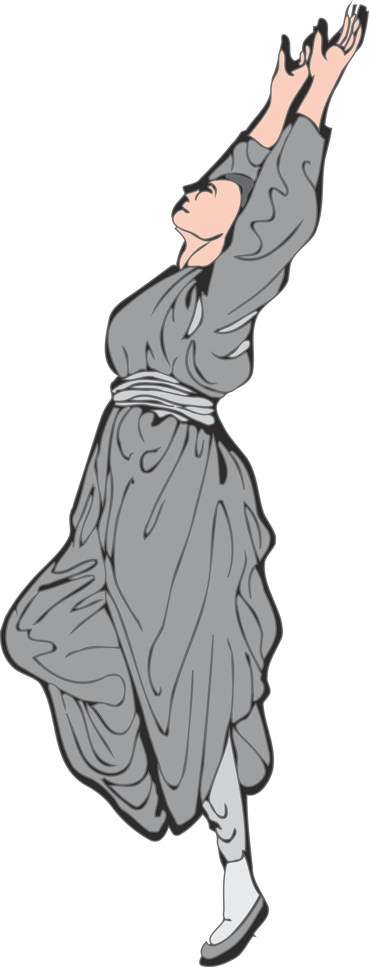 Dancing Woman in Gray Dress - Elegant Clipart for Creative Projects
