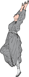 Dancing Woman in Gray Dress - Elegant Clipart for Creative Projects