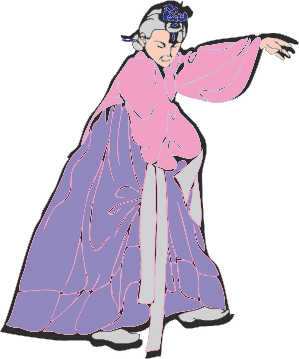 Pink Dress and Purple Robe: Stylish Woman Clipart for Diverse Uses