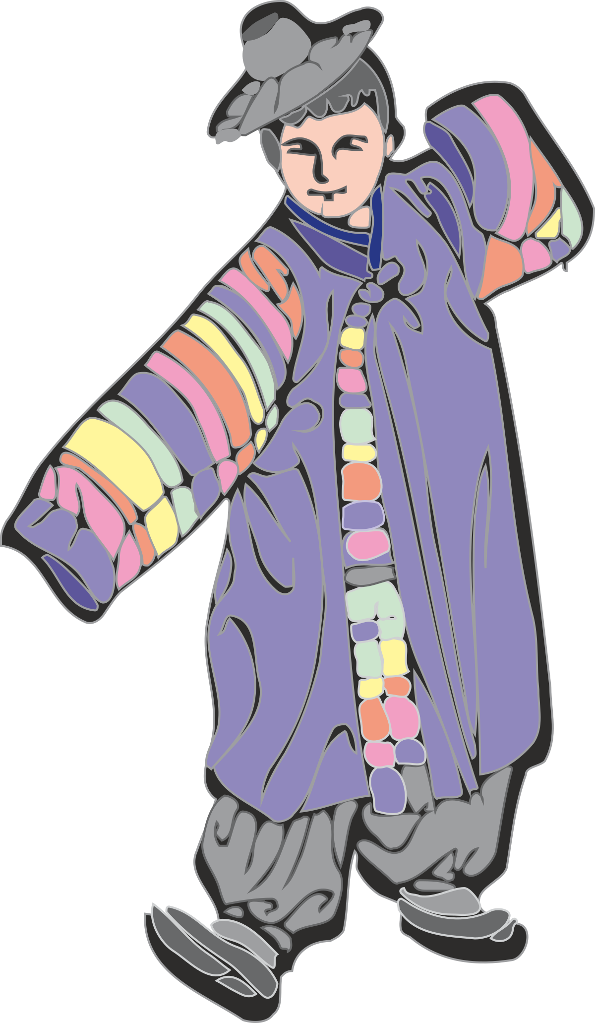 Purple Coat and Hat Clipart: Stylish Man Illustration for Creative Projects