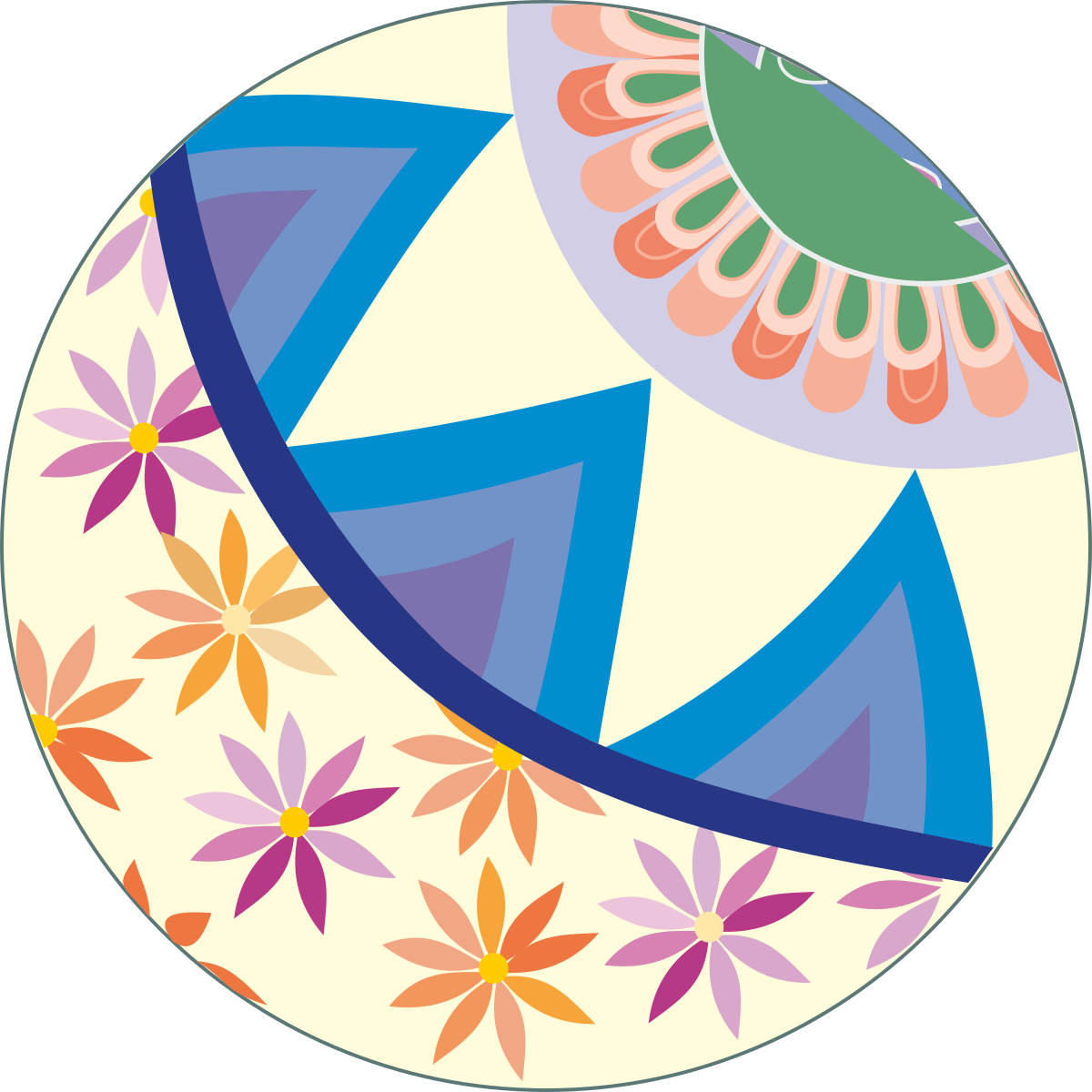 a circular image of a flowered design clip art png transparent Flowered Design Clipart: Circular Floral Illustration for Creative Projects