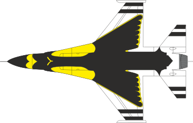 Yellow and Black Jet Clipart: Striking Design with Bold Tail