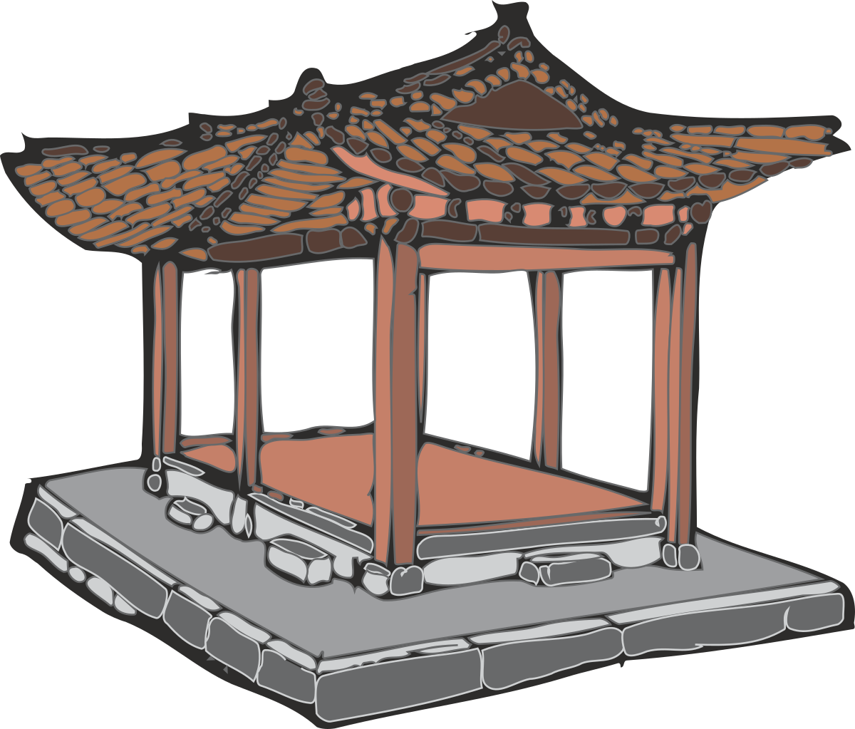 Pagoda Clipart: Small Roofed Structure with Unique Top