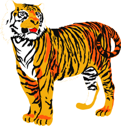 Tiger Illustration on Black Background - Stunning Clipart for Creative Projects