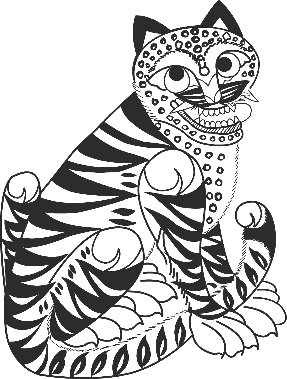 Black and White Cat Sitting on a Branch - Charming Clipart for Your Projects