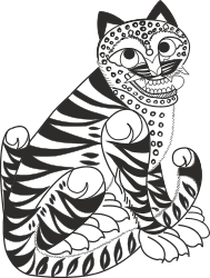 Black and White Cat Sitting on a Branch - Charming Clipart for Your Projects