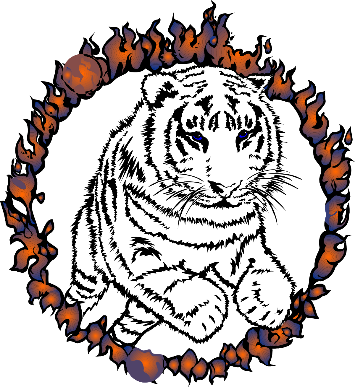 a tiger with flames in the background clip art png transparent Tiger with Flames | Eye-Catching Clipart for Dynamic Designs