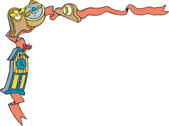 Hand Holding Stopwatch Cartoon Clipart with Borders and Time Elements