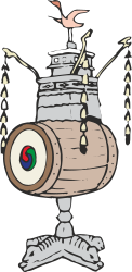 Drum Clipart: Striking White Drum Against Black Background