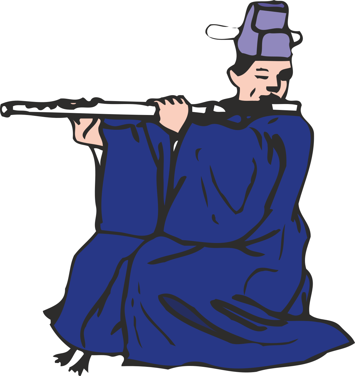 Woman in Blue Dress Holding a Flute - Elegant Clipart for Your Projects
