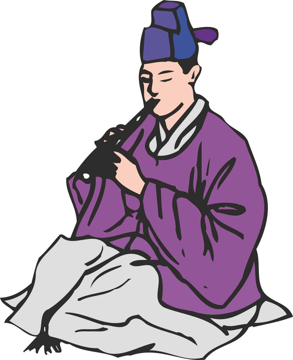 Purple Robe Man Playing Pipe - Enchanting Clipart