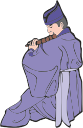 Purple Robed Man Playing Pipe Clipart - Enchanting Character for Diverse Uses