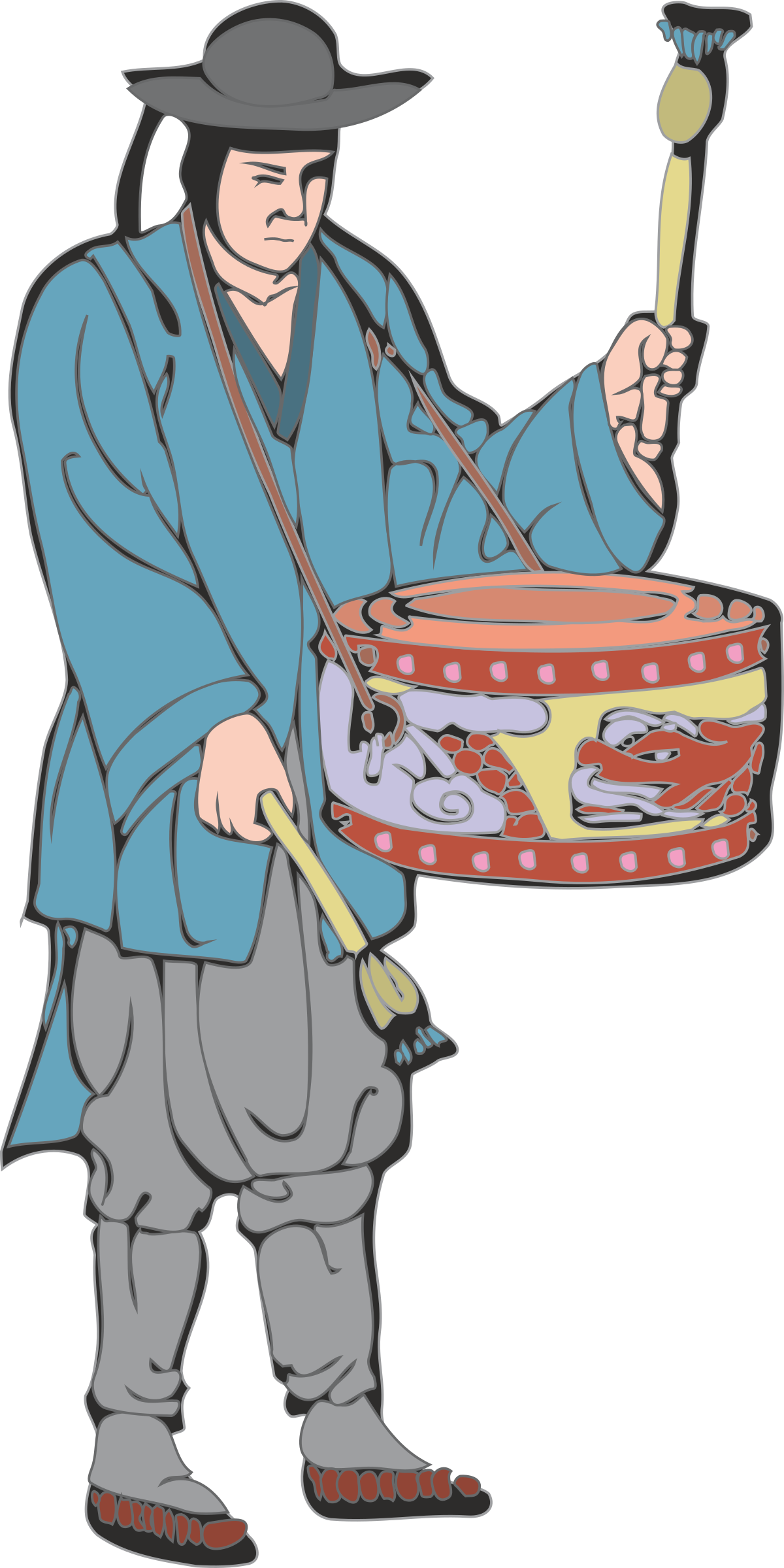 Man in Blue Robe Drumming Clipart: Vibrant Art for Your Projects