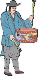 Man in Blue Robe Drumming Clipart: Vibrant Art for Your Projects