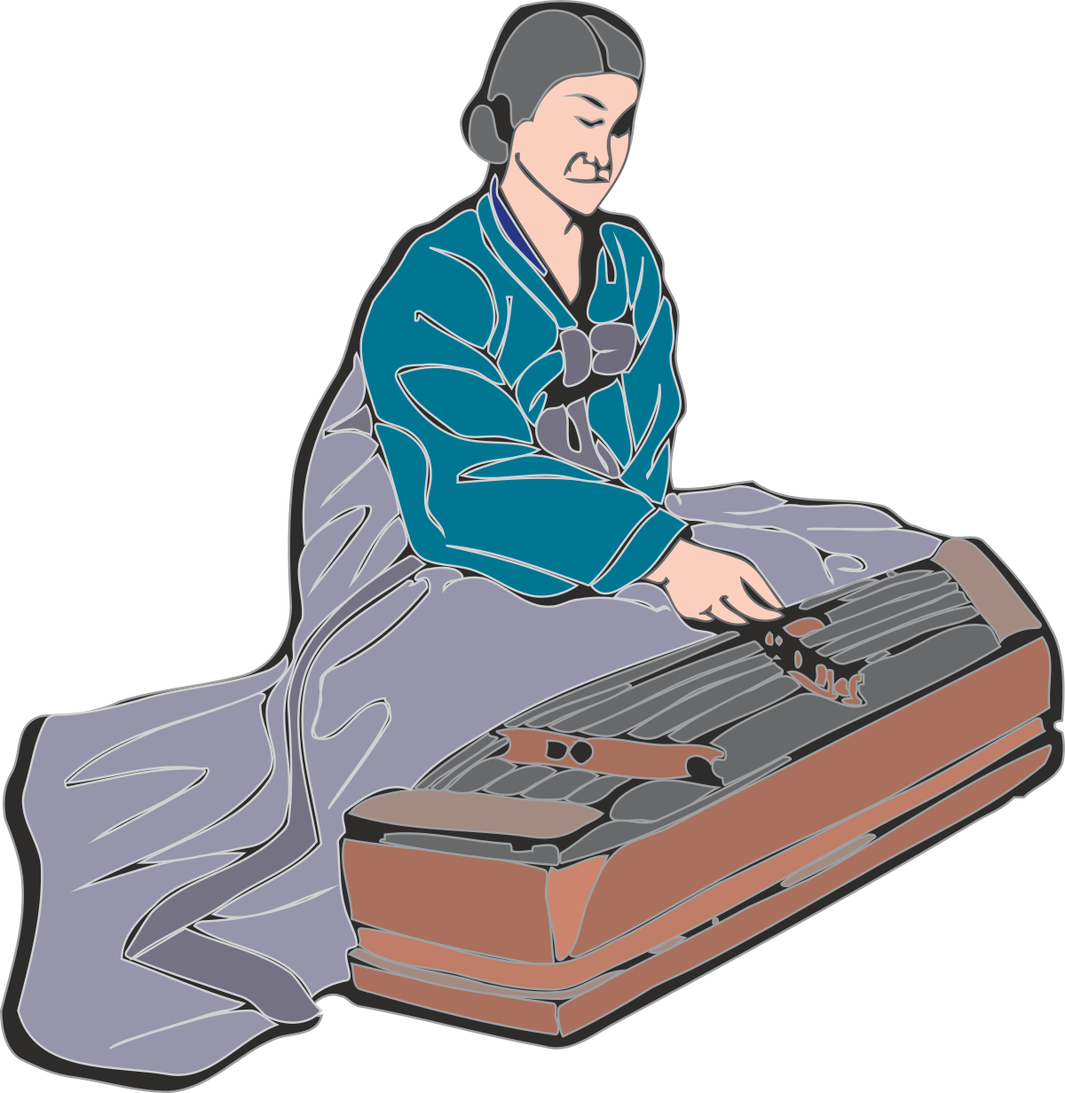 Man Sitting on Suitcase - Stylish Clipart Illustration