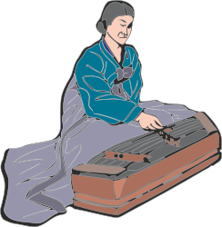 Man Sitting on Suitcase - Stylish Clipart Illustration