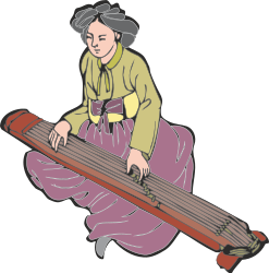 Woman in Pink Dress Sitting on Wooden Plank Clipart
