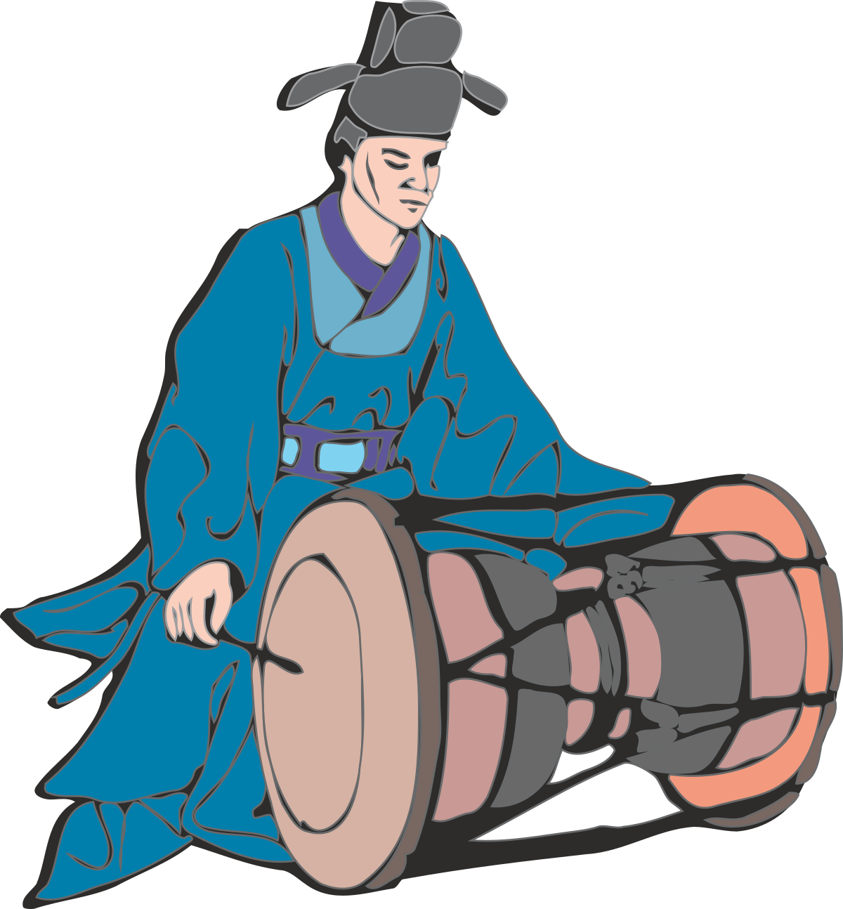 Drum Player Clipart - Vibrant Musician with Drum