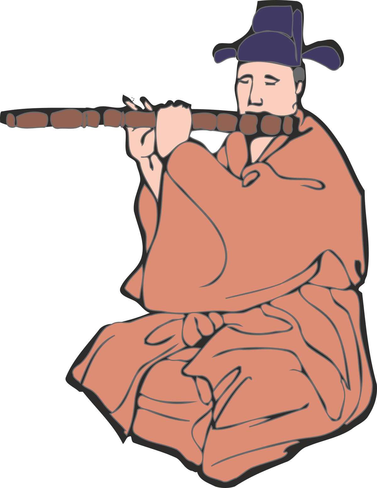 Kimono Man Holding Gun - Unique Clipart Illustration
