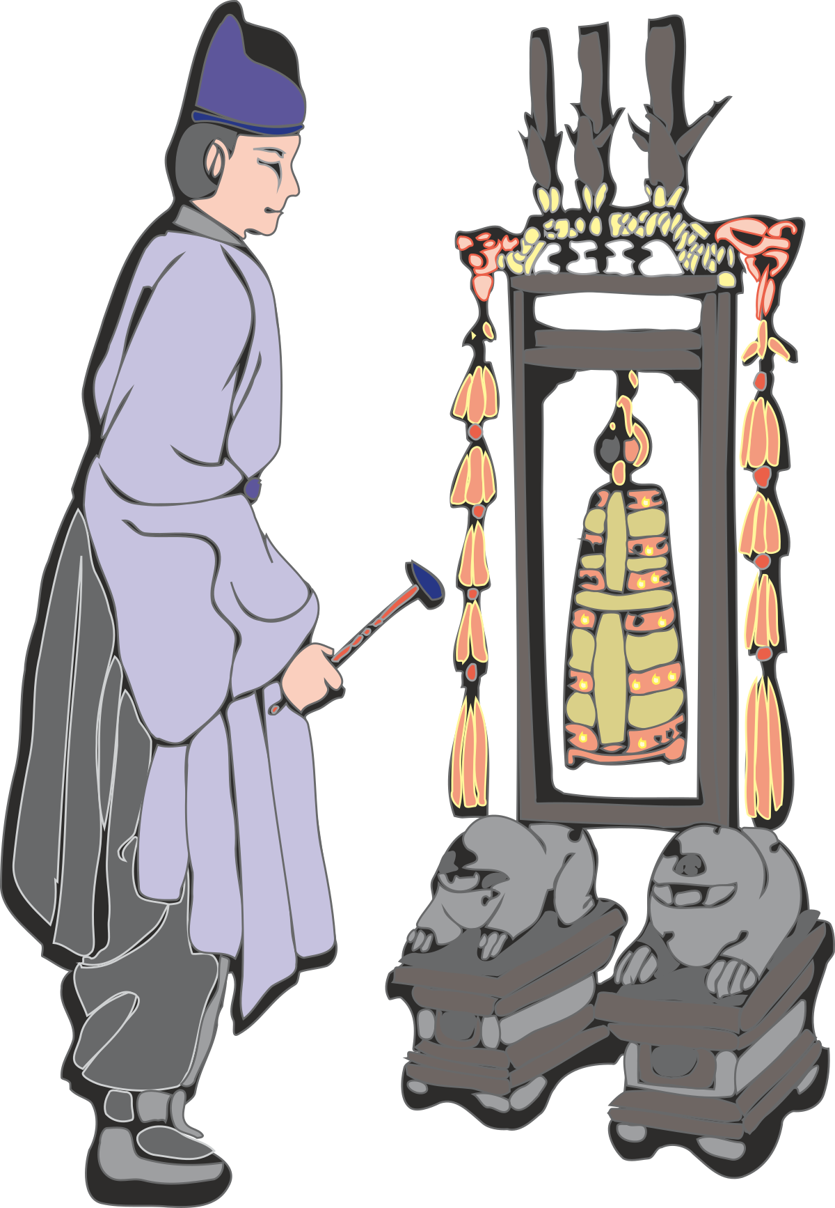 Man in Kimono Clipart: Elegant Traditional Attire Illustration