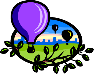 Hot Air Balloon Over Cityscape - Vibrant Clipart Scene