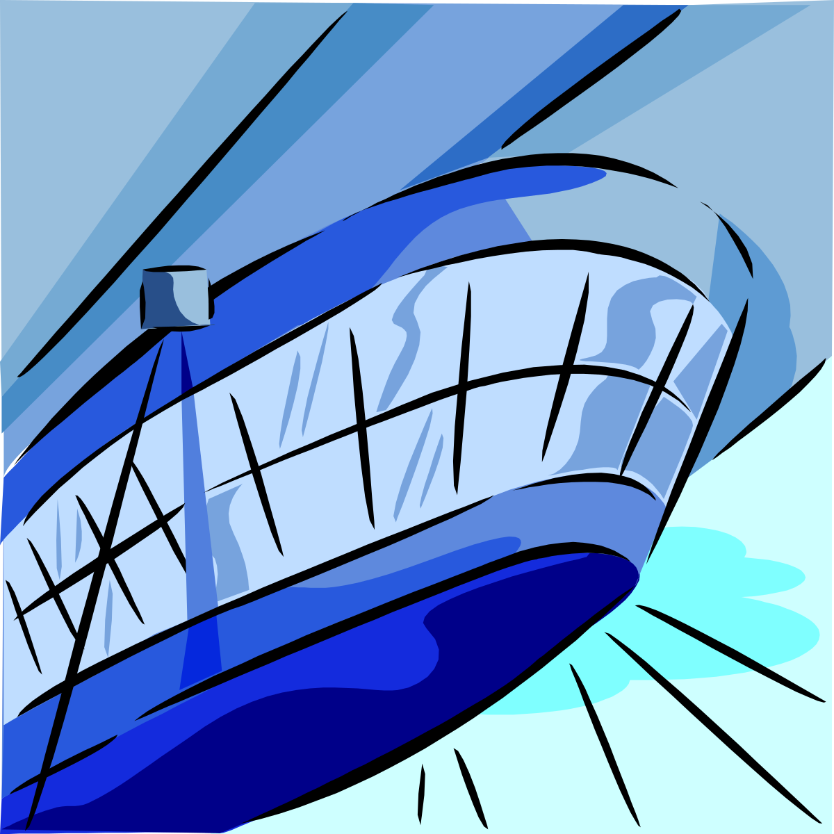 Blue and White Object with Large Hole - Unique Clipart Design
