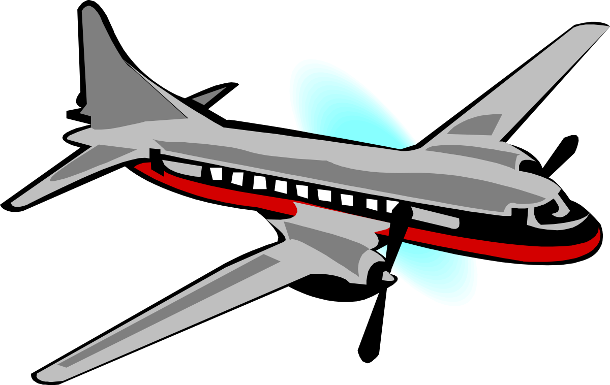 Cartoon Airplane with Red and White Tail - Fun and Playful Clipart