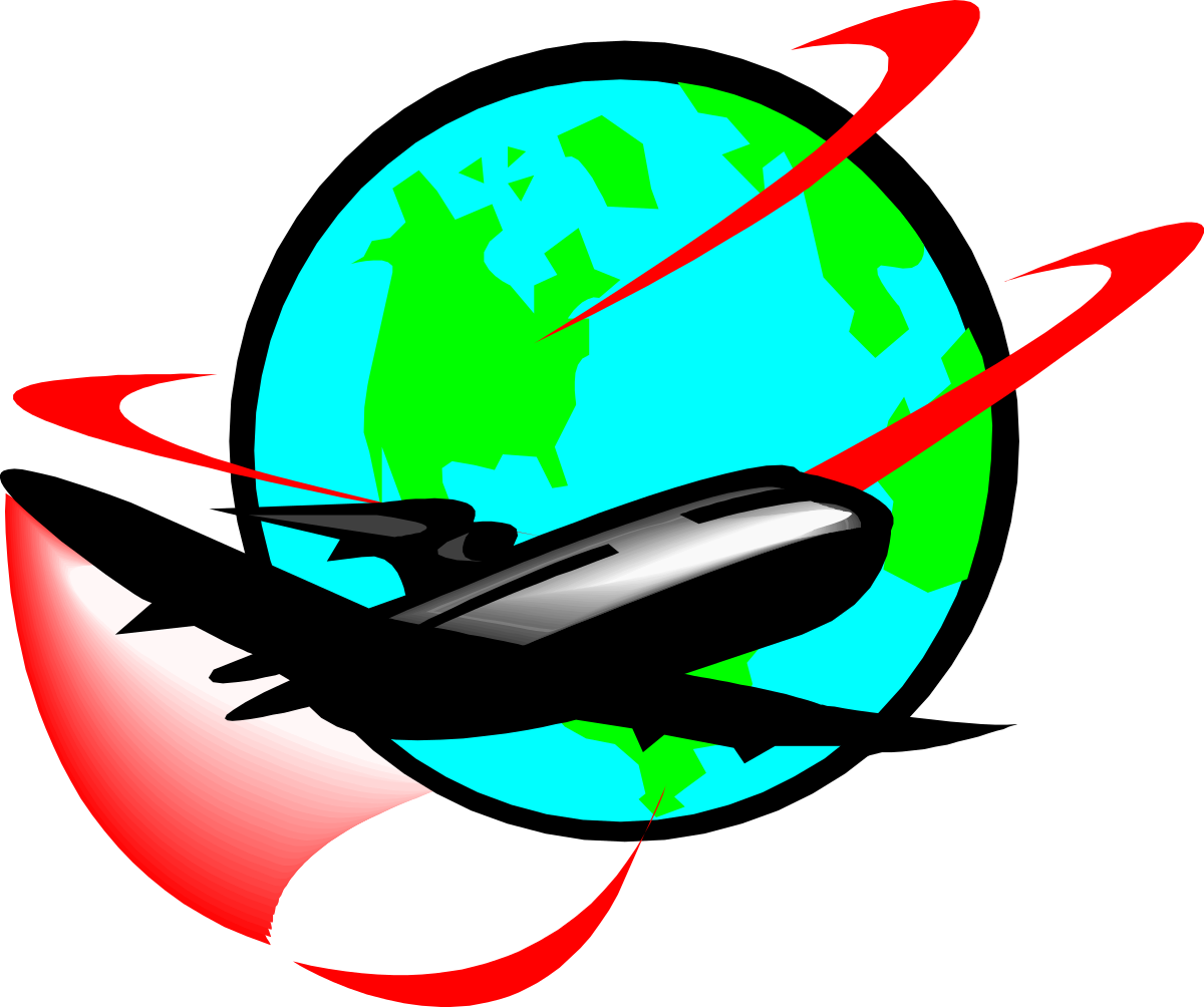Plane Flying Around the Earth Clipart - Dynamic Travel Visuals