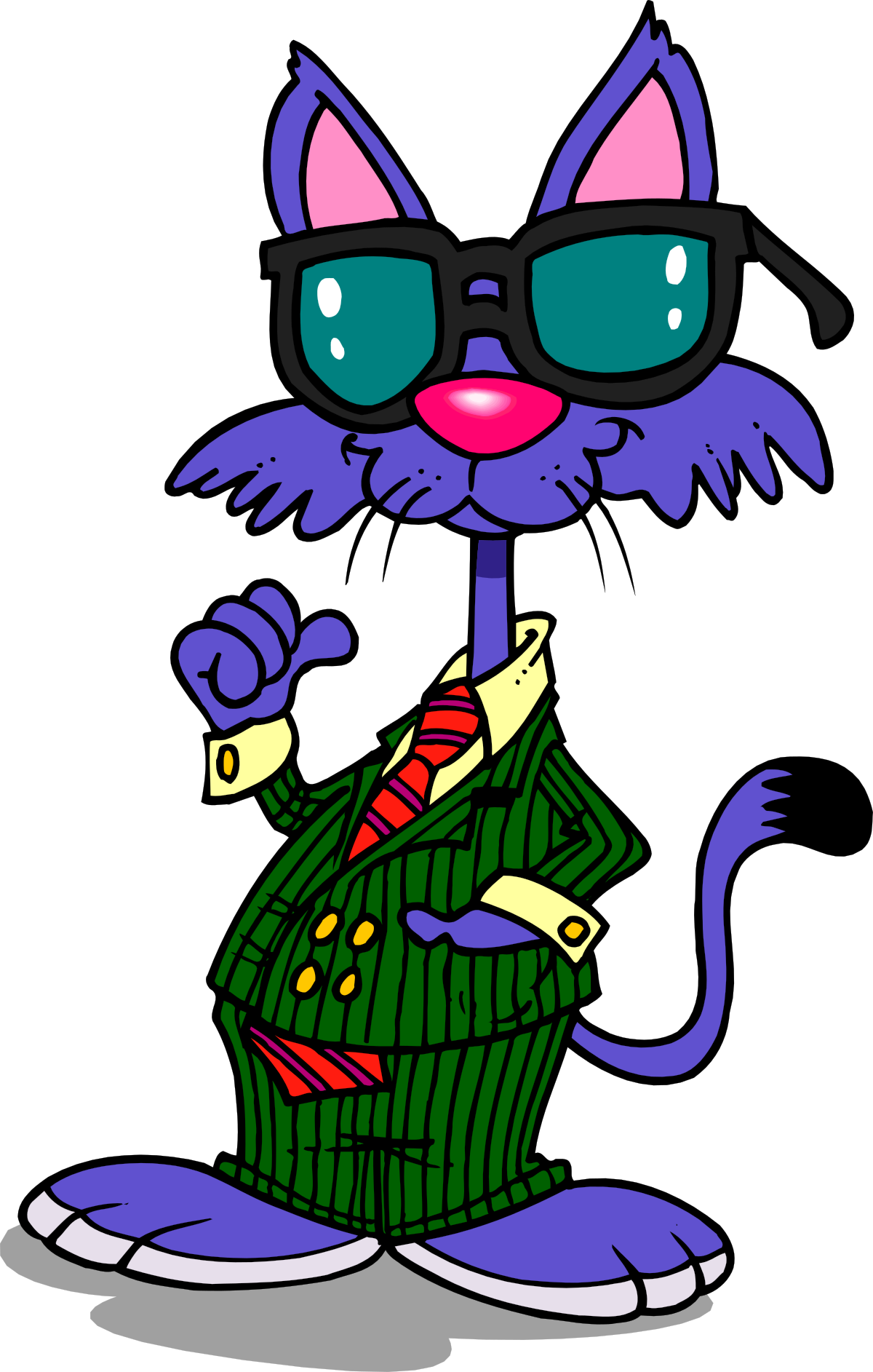 a cat wearing a suit and glasses clip art png transparent Cat in a Suit and Glasses Clipart: Stylish Feline Illustration