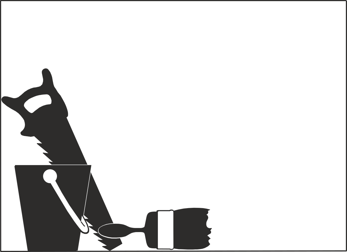 Black and White Silhouette of Man with Dog - Business Borders Clipart