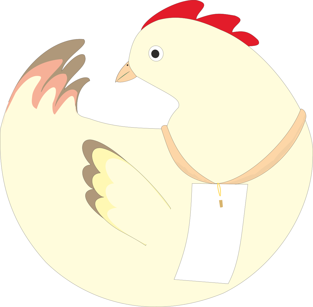 Chicken in White Shirt and Red Head Clipart