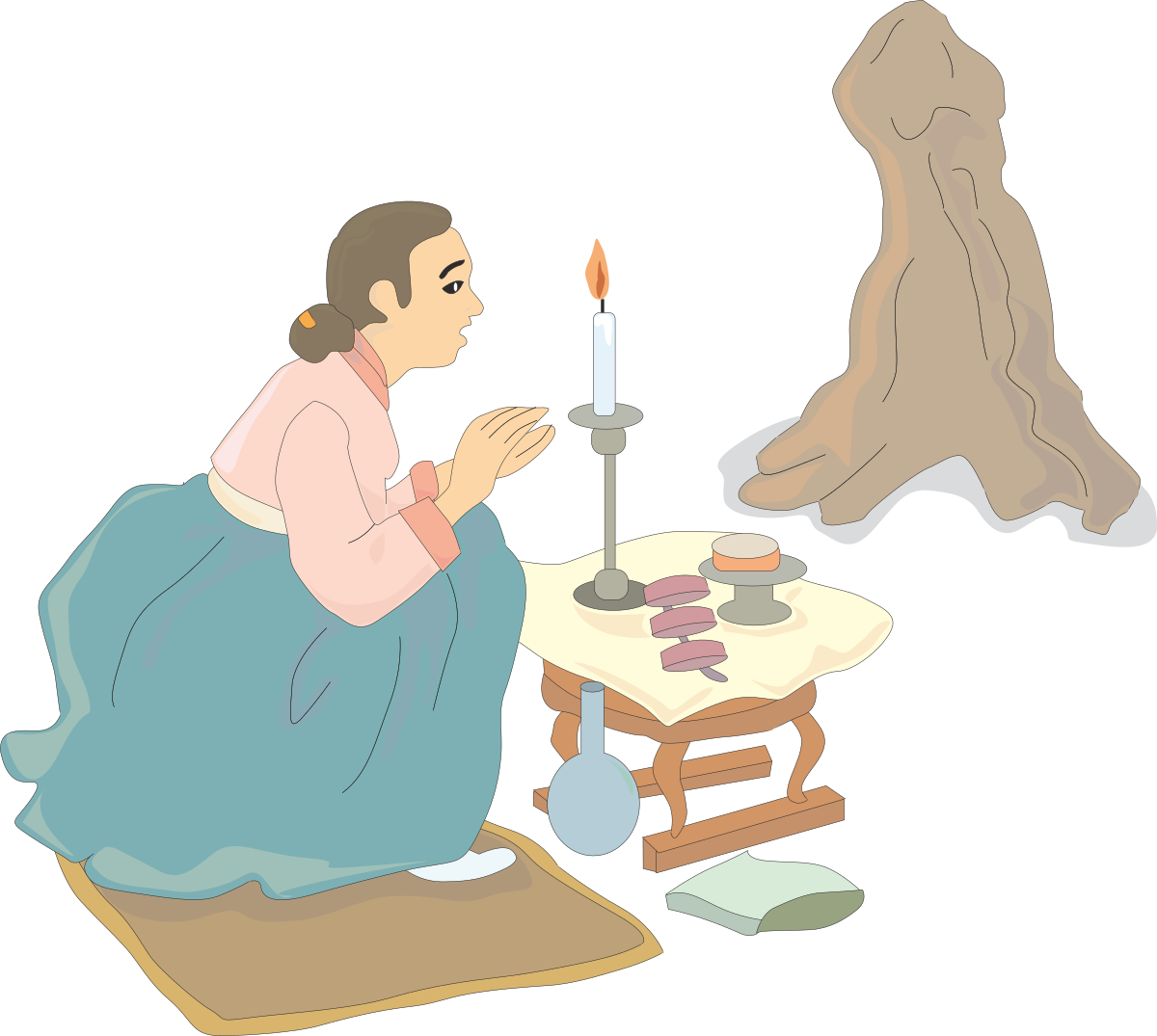 Candlelit Serenity: Woman Sitting on a Chair Clipart