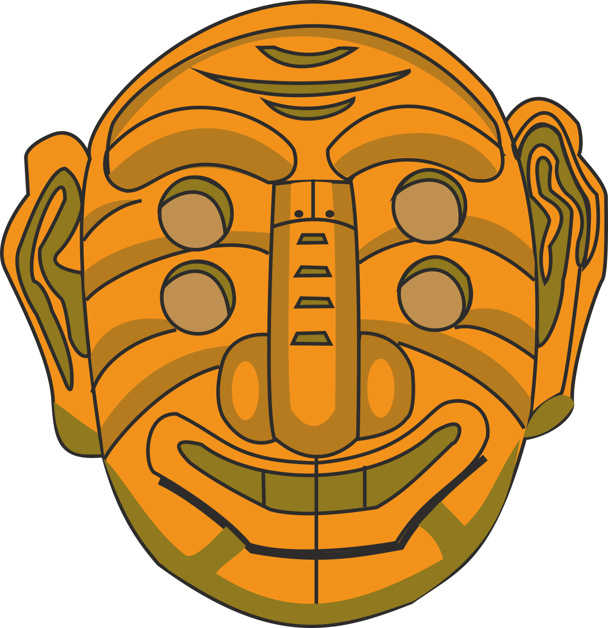 Cartoon Face with Green and Orange Mask Clipart for Fun Designs