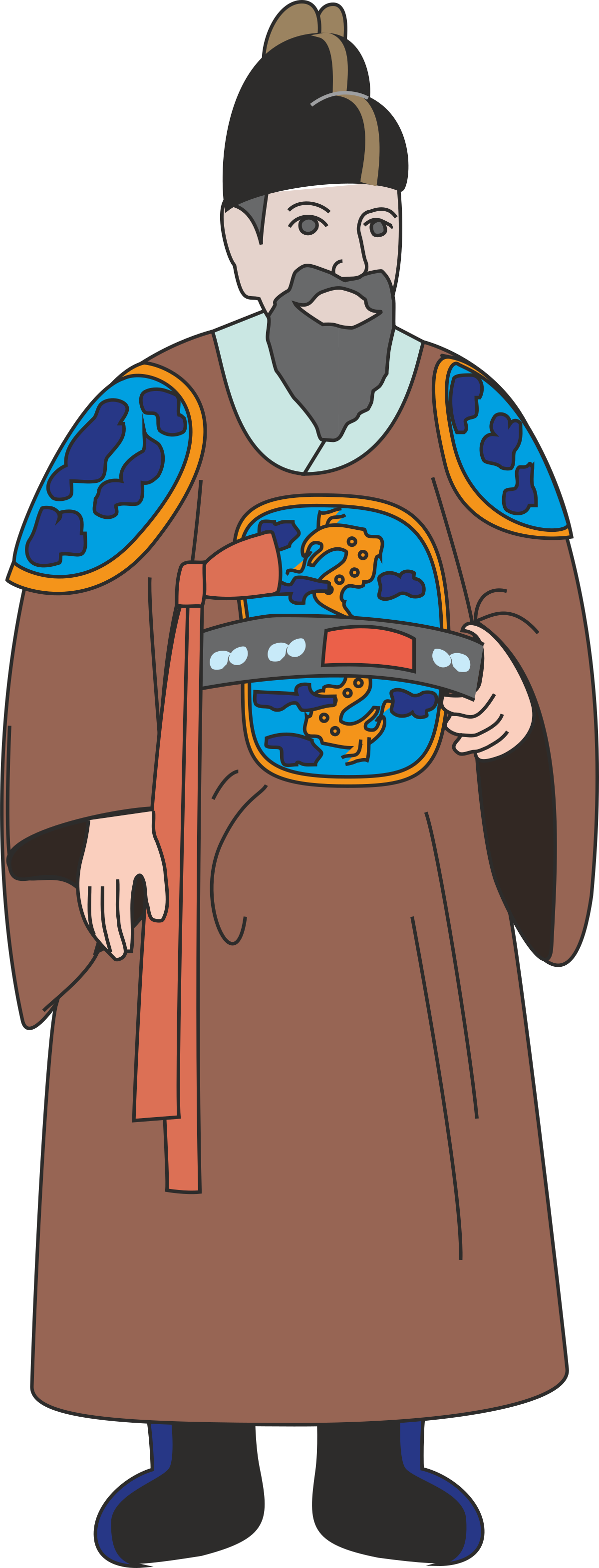 Man in a Robe Holding a Fish Clipart - Unique SVG Illustration