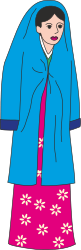 Blue Coat and Pink Dress Clipart - Elegant Woman Illustration