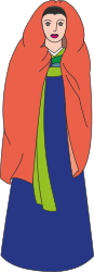 Woman in Blue Dress and Red Jacket Clipart for Creative Projects